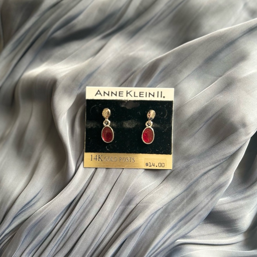 Anne Klein Gold and Ruby Earrings